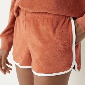 NWT PINK by Victoria’s Secret burnt orange varsity shorts. Pull on elastic waist
